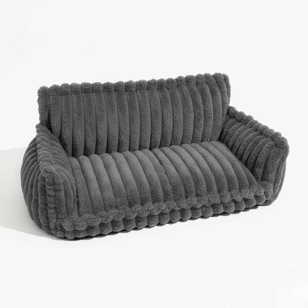 Fluffy Orthopedic Dog Bed for Large & Extra Large Dogs, Calming Plush Sofa Bed with Curved Bolster Support and Egg-Crate Foam Base