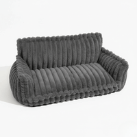Fluffy Orthopedic Dog Bed for Large & Extra Large Dogs, Calming Plush Sofa Bed with Curved Bolster Support and Egg-Crate Foam Base