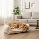 Fluffy Orthopedic Dog Bed for Large & Extra Large Dogs, Calming Plush Sofa Bed with Curved Bolster Support and Egg-Crate Foam Base
