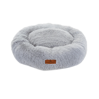 Baker & Bray calming donut dog bed light grey on white background